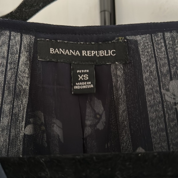 Banana Republic Navy Stripe Floral Blouse - Picture 2 of 5